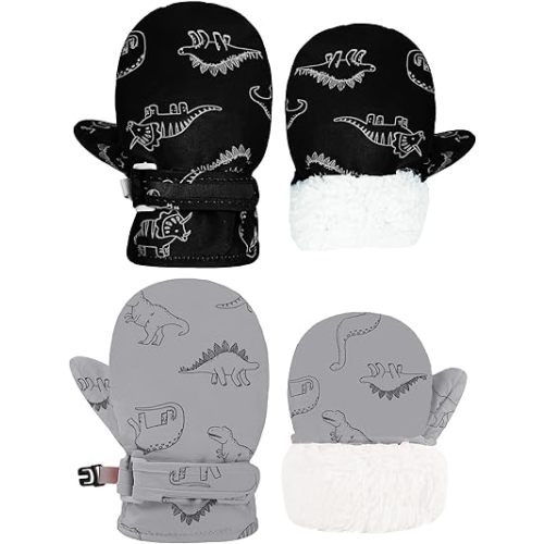 YMYDYFC Toddler Mittens 2 Pack Baby Waterproof Gloves Toddler Snow Gloves Kids Winter Mitten For Boy Girl Kids Ski Mitten