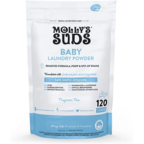 Molly's Suds Baby Laundry Detergent Powder | Removes Formula, Poop & Spit-Up Stains | Extra Gentle for Newborns (Fragrance Free)