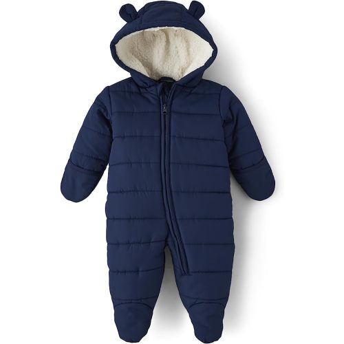The Children's Place Baby and Newborn Fleece Hoodie Zip-Front Snowsuit Bunting - 0-3 Months - Tidal