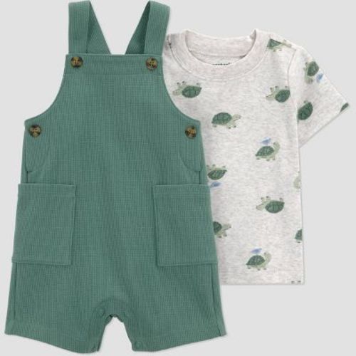 Carter's Just One You® Baby Boys' 2pc Turtles Pocket Overalls Set - Green 3M