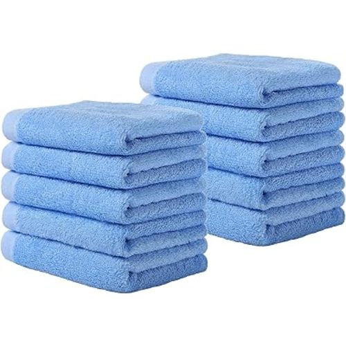 Yoofoss Luxury Washcloths Towel Set 10 Pack Baby Wash Cloth for Bathroom-Hotel-Spa-Kitchen Multi-Purpose Fingertip Towels & Face Cloths - Blue