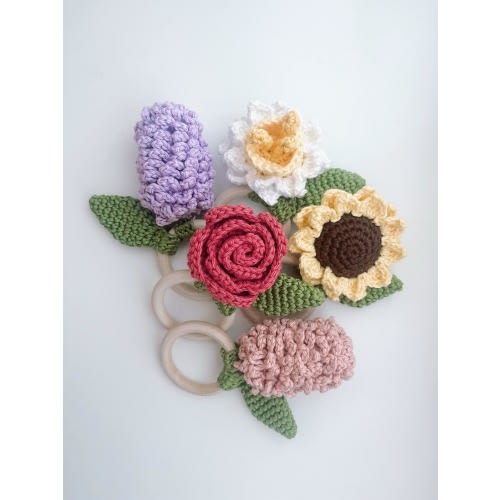 Spring Flower Crochet Rattles