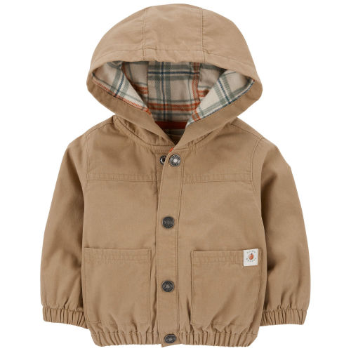 Baby Canvas Hooded Snap-Up Jacket