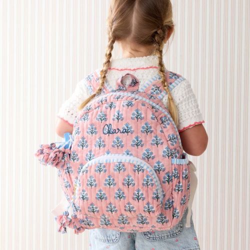 Block Print Quilted Backpack - Forget-me-Not Floral