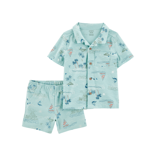 Baby 2-Piece Button-Down Shirt & Pull-On Short Set - Carter's | Carter's