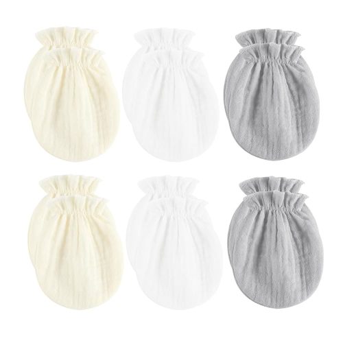 Newborn Mittens No Scratch 100% Cotton Mitts Boy's girl's baby Mittens 0-6 months 6 Pack
