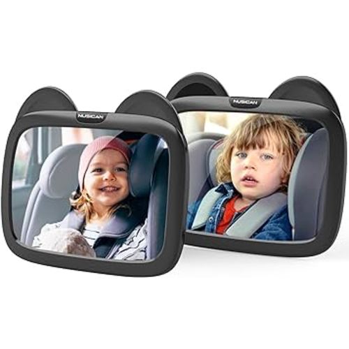 Baby Car Mirror 2 Pack - Safely Monitor Infant Child in Rear Facing Car Seat,Wide Angle Adjustable Baby mirror for car,Secure and Shatterproof,Crash Tested & Certified for Safety
