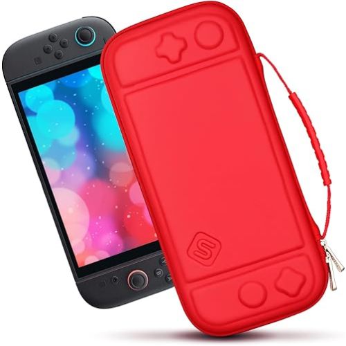 sisma Slim Carrying Case Compatible with Nintendo Switch 2, Hard Shell Protection Portable Travel Protective Case Accessories Storage & 12 Game Card Holders, Red