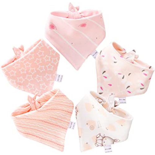 Eimmabey 5 Pack Baby Drooling Bibs for Boys and Girls Soft Organic Cotton Baby Bandana Bibs Teething Bibs