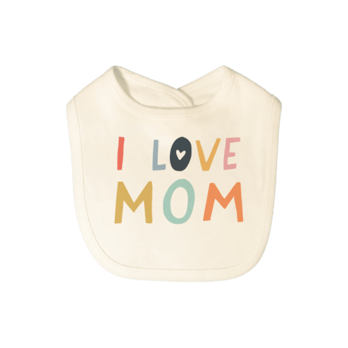 Graphic Bib - Love Mom | 100% Organic - Finn + Emma