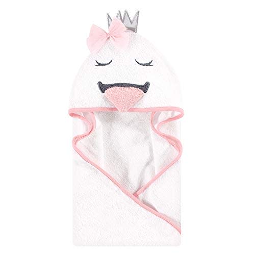 Hudson Baby Unisex Baby Cotton Animal Face Hooded Towel, Swan, One Size