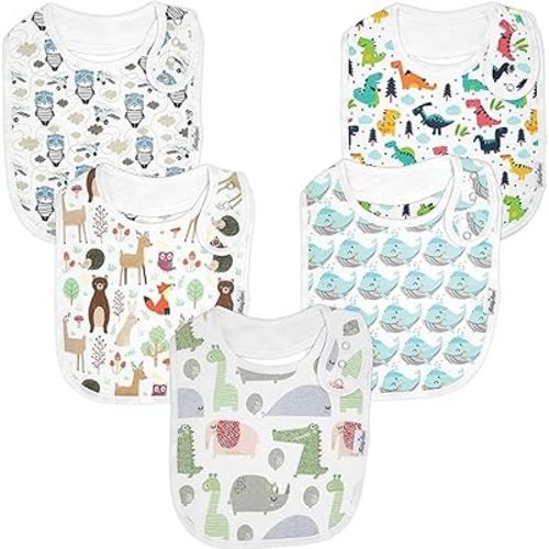KiddyStar Drool Bibs for Babies – Organic, Unisex, Soft Absorbent Teething Bibs with Adjustable Snaps