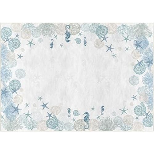 Artoid Mode Coral Starfish Whelks Summer Area Rug, Seasonal Home Decor Low-Profile Washable Area Rugs for Bedroom Living Room Laundry Room Dining Room Kids Nursery Indoor 5x7 Feet