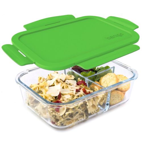 Bentgo 41oz Glass Leak-proof Lunch Box With Plastic Lid - Purple: Bpa-free, Stain & Odor-resistant Lunch Organizer