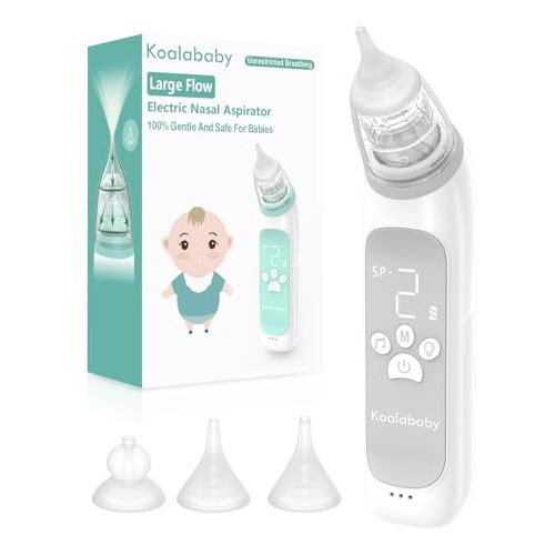Koalababy Large Flow Electric Nasal Aspirator, Nose Sucker for Baby, Nose Cleaner for Toddlers with 3 Suction Levels, Soothing Music and Light