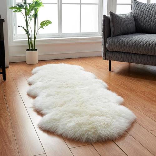 2x6 Natural white Real large double pelt New zealand Sheepskin area rug Runner