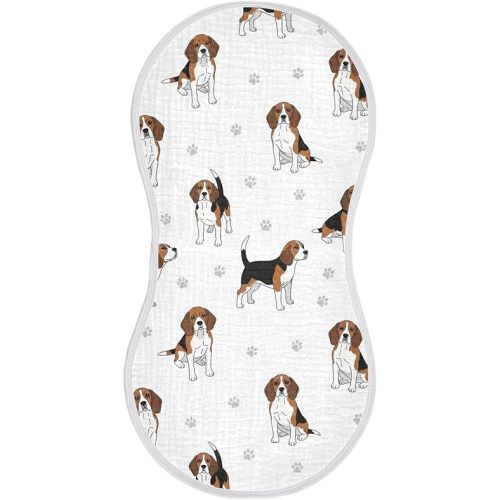 1 Pack Muslin Burp Cloths Beagle Dogs Paw White Cotton Baby Burp Cloths Ultra Absorbent and Soft Thick Burping Cloth for Newborn Babies 22x11 Inch