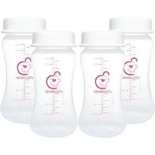 Nenesupply 9oz 4 Count Wide Neck Breast Pump Bottles Use as Bottles for Pumping with Spectra S1 Spectra S2 9 Plus Breast Pumps. Pump Bottles for Spectra Pump. Breastmilk Storage and Collection Bottles