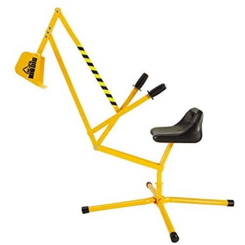 The Big Dig and Roll Big Dig Sandbox Digger Excavator Crane with 360° Rotation with Base, Great for Sand, Dirt and Snow | Steel Outdoor Play | Beach Toy | Yellow | Age 3+