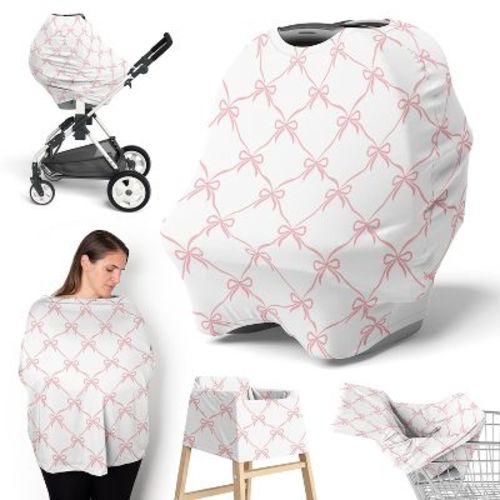 Sweet Jojo Designs Girl 5-in-1 Multi Use Baby Nursing Cover Ballerina and Ballet Bows Pink and White