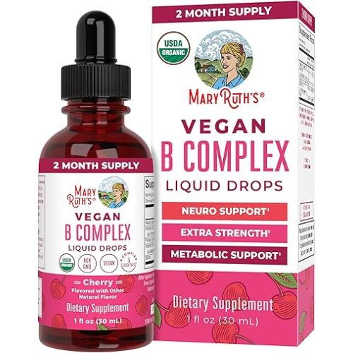 MaryRuth Organics Vitamin B Complex | B Vitamins Complex | Biotin | Vitamin B12 | Niacin | Folate | Metabolic Support Supplement | Vegan | USDA Organic | Non-GMO | Gluten Free | 2 Month Supply