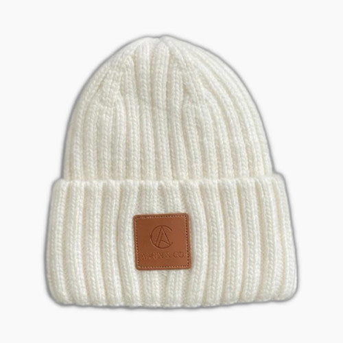 Aarin & Co. Satin Lined Ribbed Knit Beanies - White, 0-6 M