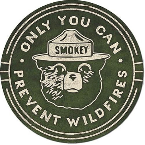 Smokey Bear 12x12 Inch Vintage Retro Round Metal Tin Sign Wall Decor Funny Iron Painting 30cm Diameter