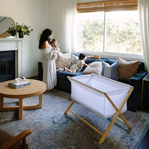 BreathableBaby Breathable Mesh Portable Sleeper — Beech & White — Better Than A Bassinet, It's Cradle Size — Great Alternative to A Mini Crib — Travel Crib — Greenguard Gold Certified
