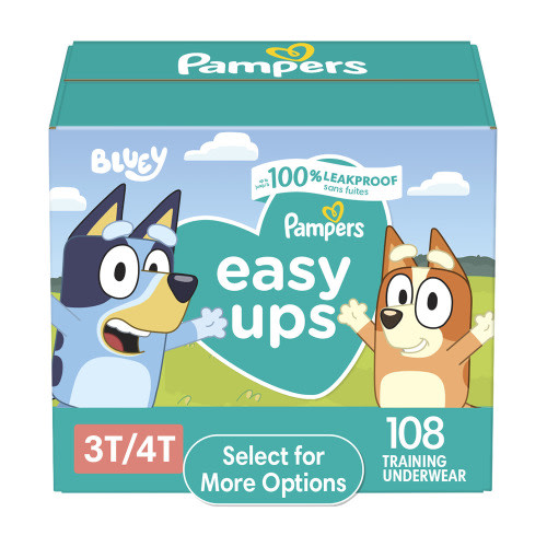 Pampers Easy Ups Bluey Training Pants Toddler Boys Size 3T/4T 108 Count (Select for More Options)