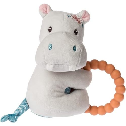 Mary Meyer Soft Baby Rattle with Soothing Teether Ring, 6-Inches, Jewel Hippo