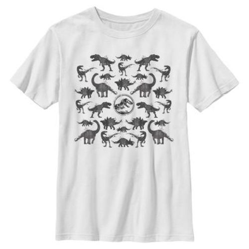 Boys Jurassic World Ink Dino Pattern T Shirt - White - Large