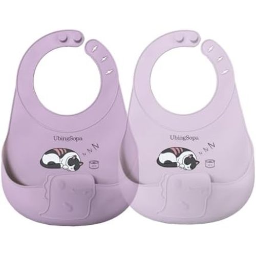 Silicone Baby Bibs – Adjustable, Soft, Waterproof & Durable, with Large Food-Catching Pocket, Feeding-Friendly