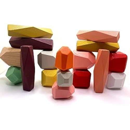 Wooden Stacking Sorting Rocks 36 Pieces Toddler Montessori Sensory Toy Ages 1+ Gifting Made Easy
