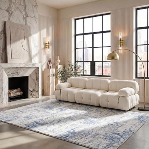 SAFAVIEH Amelia Area Rug 8'x10', Modern Ivory & Blue ALA700A