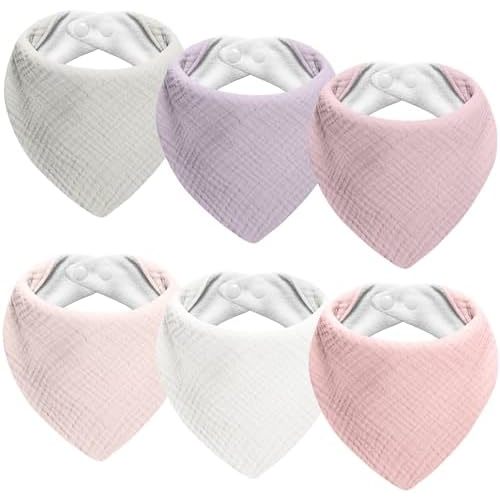 Muslin Baby Bibs 6-Pack Baby Drool Bandana Bibs for Baby Girls Boys Infant Newborn Toddler Drooling and Teething