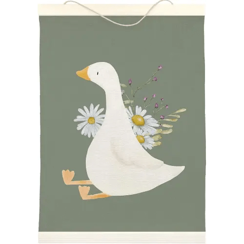 LKETW Sage Green Goose with Daisy Poster Hanger Frame 12x16 inch, Preppy Wall Art, Goose Decor, Flower Goose Wall Art for Preppy Room Aesthetic, Trendy Goose Hanging Banner Decor for Dorm Bedroom