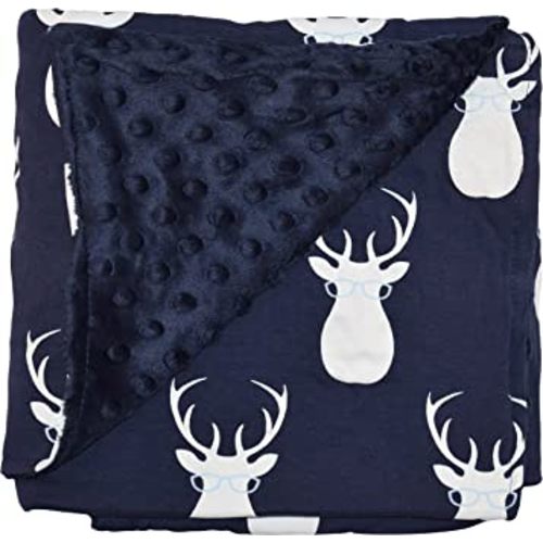 Unique Baby Soft Textured Minky Dot Blanket, Moose Blue