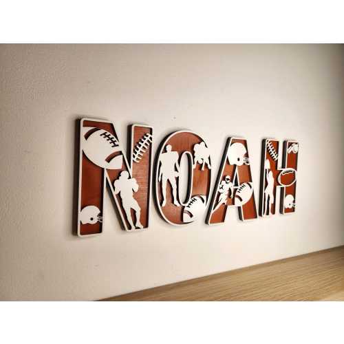 Football Themed Font, 3D Font, Kids Bedroom, Wooden Letters, Sports