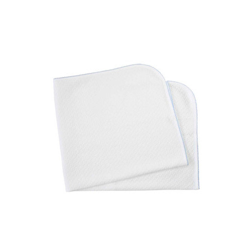 Nella Pima White Blanket with Blue Trim