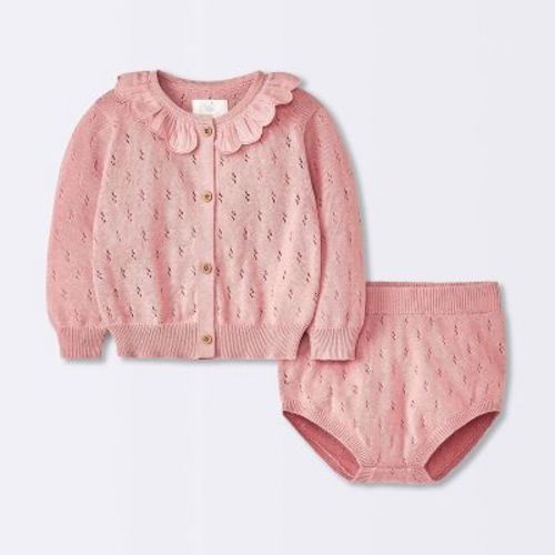 Baby Girls' Rose Pointelle Sweater & Bloomer Set - Cloud Island™ Pink