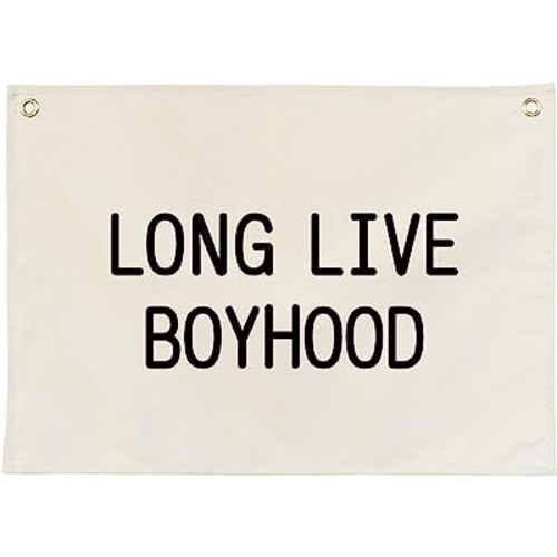 Canvas Banner Hanging Flag Banner for Nursery and Playroom Wall Décor for Kids Trendy Room Décor for Boys and Girls (Long live boyhood)