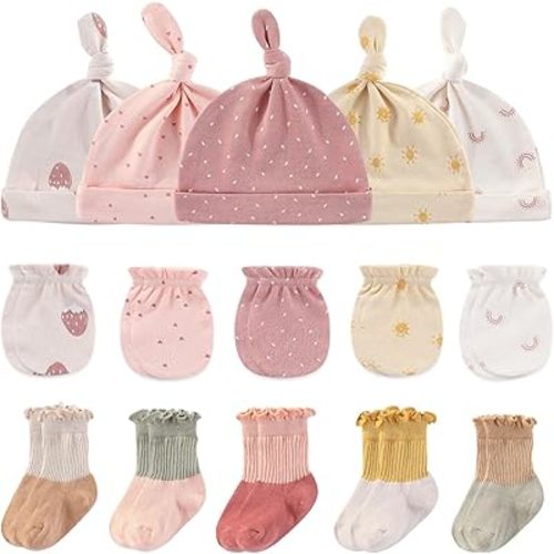 Baby Hats Mittens and Socks Set Cotton Newborn Hat Beanie Soft Infant Girls Boys Caps Gloves 0-6 month