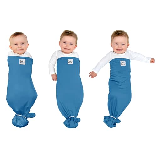 The Ollie Swaddle – Adjustable Baby Swaddle for Newborns | Pediatrician-Approved for Safe Sleep | Easy Closure | Arms-Out | Lightweight, Machine-Washable | Easy Diaper Access (Ocean, One Size)