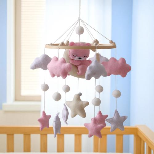 Handmade Baby Crib Mobile – Pink Cloud Bear