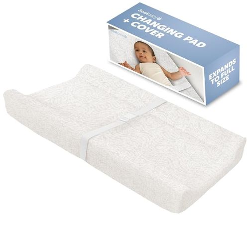 Jool Baby Changing Pad - Contoured, Waterproof & Non-Slip, Includes a Cozy, Breathable, & Washable Cover (Off-White/Wave)