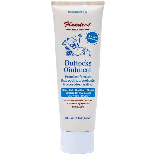 Flanders Buttocks Ointment - Pharmacist Developed Premium Paraben-Free, Soothing Diaper Rash Ointment, 4 Ounce
