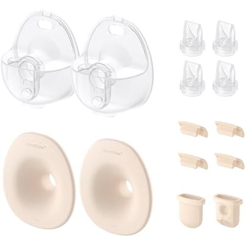 eufy Original 24mm Flange, Milk Container, Diaphragm [2-Pack] & Duckbill Valves, Spout Cap [4-Pack], Replacement Accessories for Wearable Breast Pump S1/S1 Pro