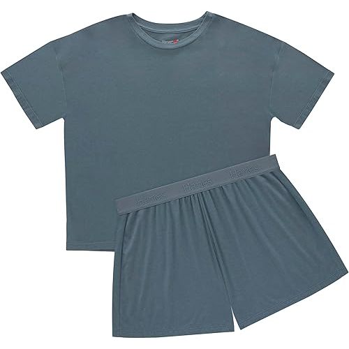Hanes womens Originals 2 Piece Lounge Set, Comfywear Supersoft Boxy T-shirt & Sleep Shorts Loungewear Set