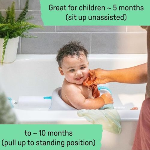 Summer Infant My Bath Seat for Sit-Up Baby Bathing, Sure & Secure Suction Cups, Backrest for Assisted Sitting, Easy Setup & Storage, Aqua