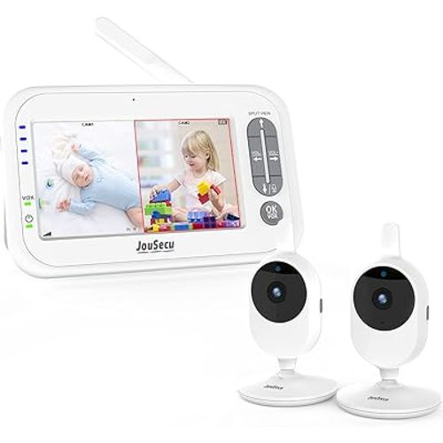 Baby Monitor with 2 Cameras, Video Baby Monitor, 4.3" LCD Split Screen,2-Way Audio, Crying Detection, Night Vision, Temperature Detection